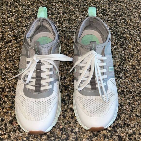 Like New Vionic Captivate Gray and Light Teal Sneakers - Picture 4 of 9